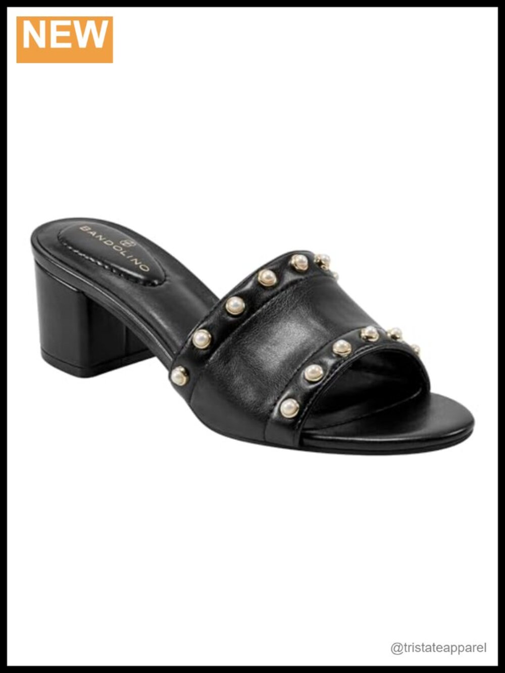 Block Heel Dress Sandals with Pearl Detail